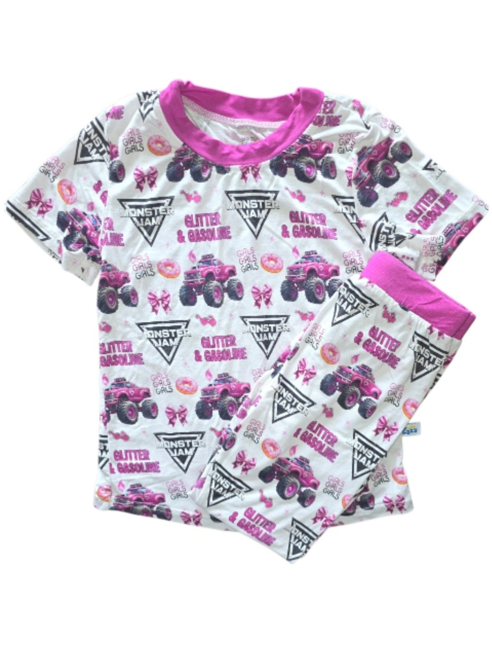 Happy Zzz's Monster Jam Short Sleeve & Pants Bamboo PJ Set Girls Size 5T NWOT